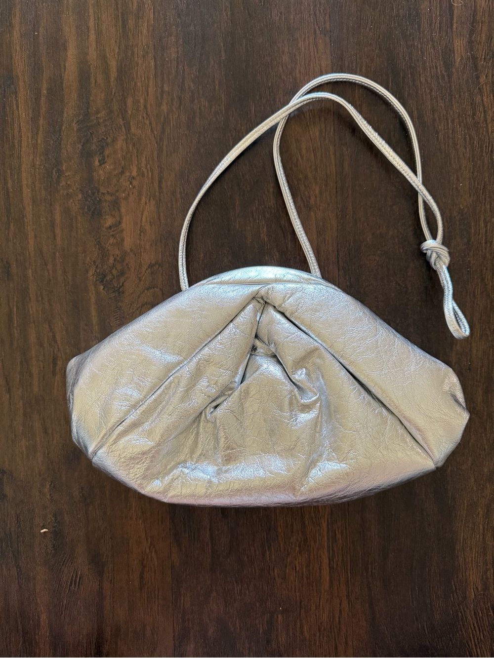 Metallic Silver leather  Shoulder Bag - Women's Clutch- Clare V vibes